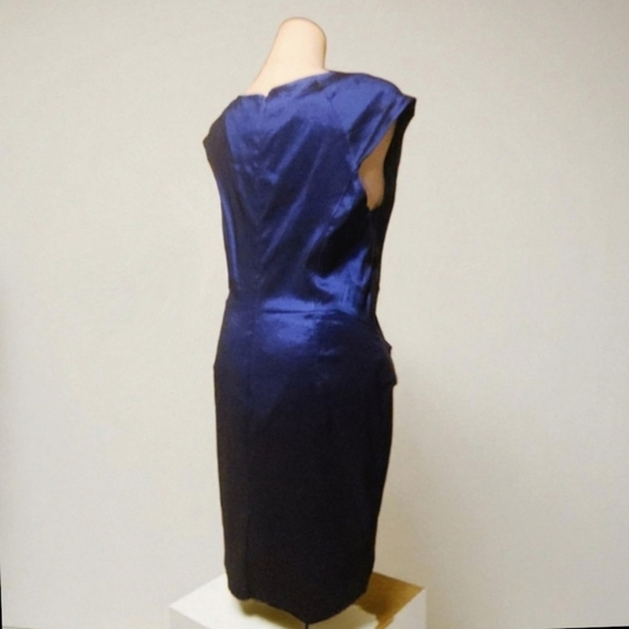 Adrianna Papell Navy Draped Midi Dress New With Tags - Picture 4 of 4